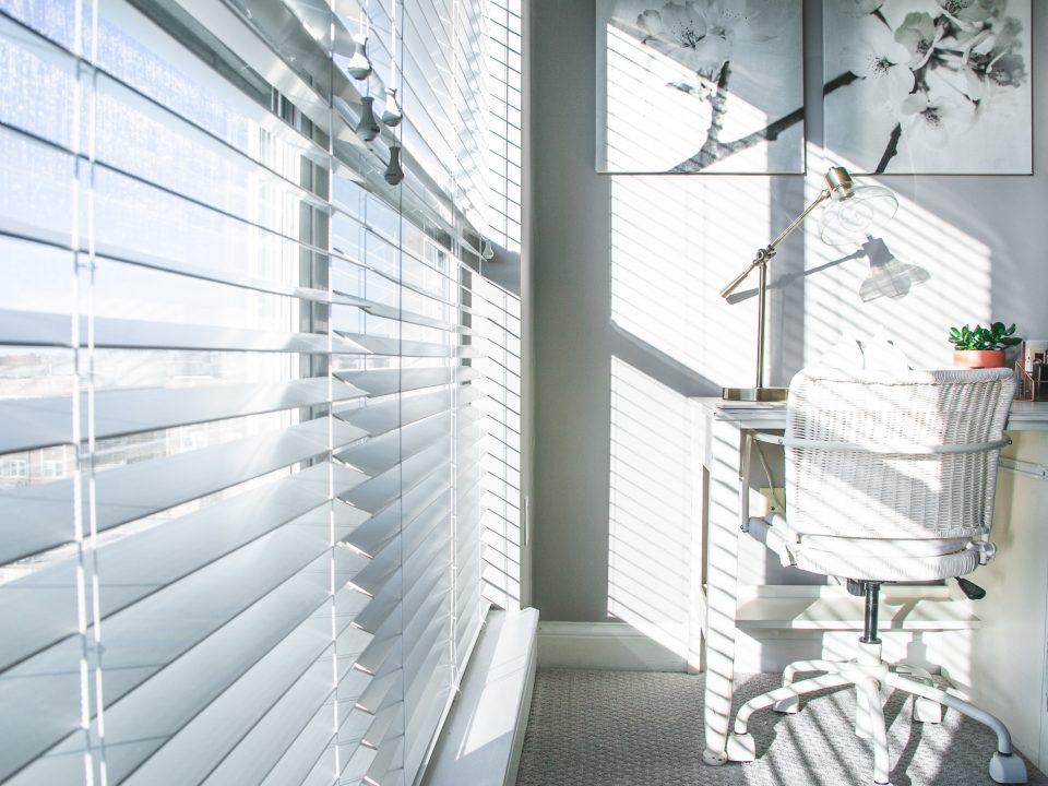 white blinds clean window treatments