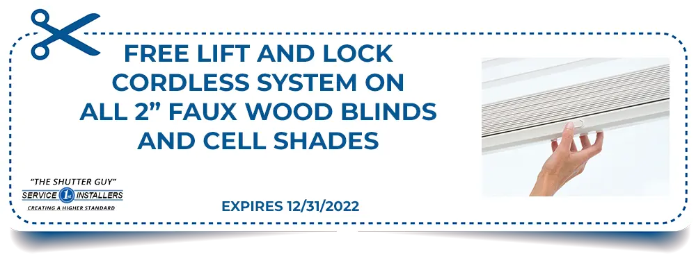 Free Lift and Lock on Roller Shades by The Shutter Guy St. Pete - Expires 12-31-2022